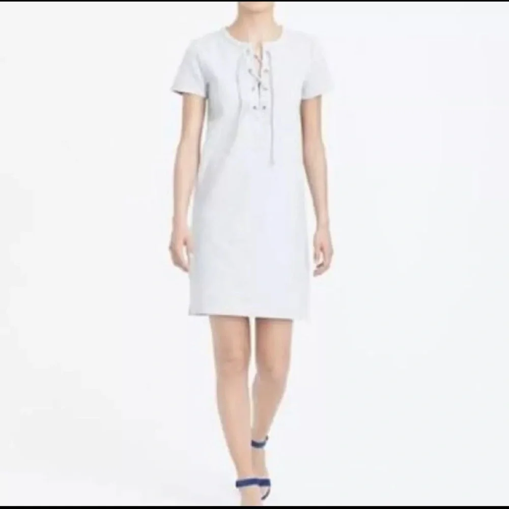 J. Crew Gray Lace-Up Dress